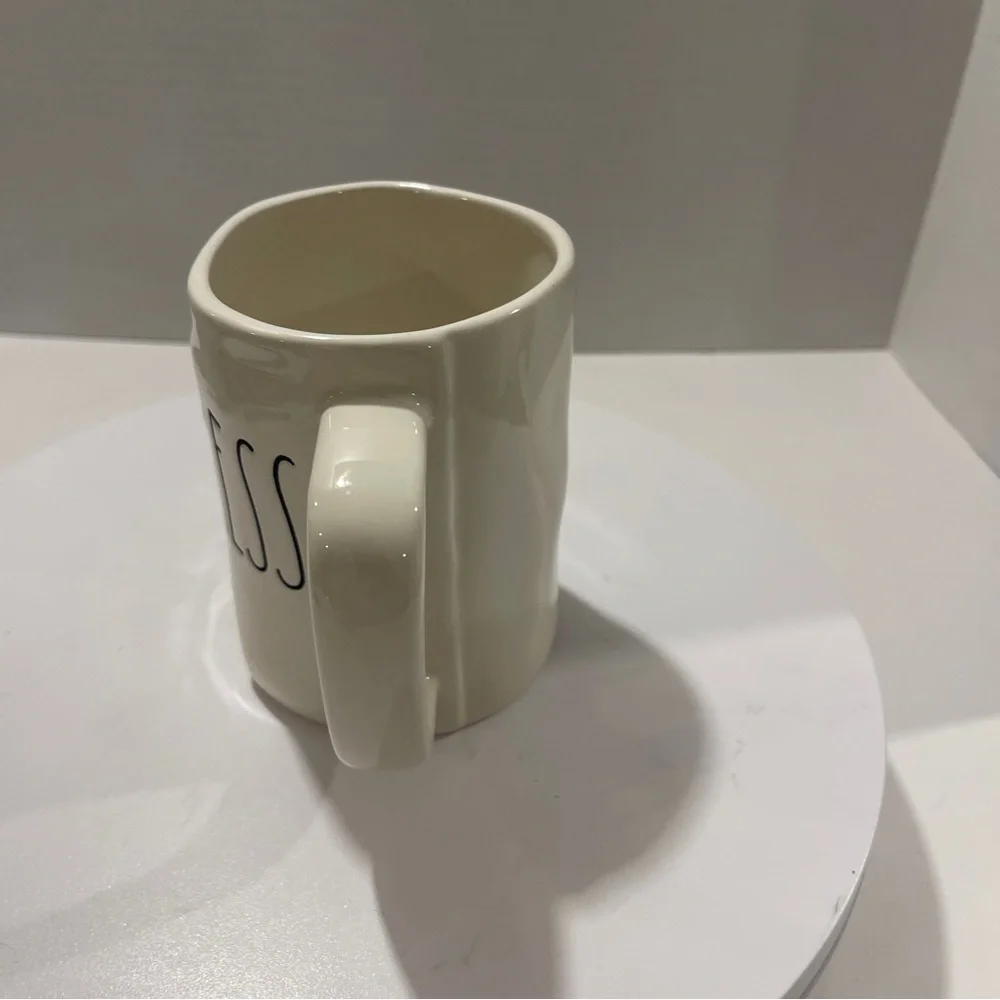 Rae Dunn Art Deco White Ceramic Mug with Black Text Chunky‎ Artwork Coffee
